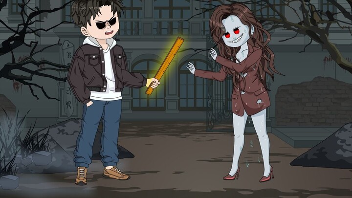 The ghost officer is playing tricks, and the big zombie comes to help