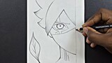 Easy sketch | how to draw boruto half face step-by-step