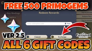 6 NEW February CODES + FREE PRIMOGEMS | Genshin Impact ver. 2.5