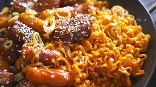 Produksi Makanan|Lo Mien Iga Babi dan Tteokbokki Keju