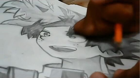 pencil drawing of "Deku Vigilante" drawn by me