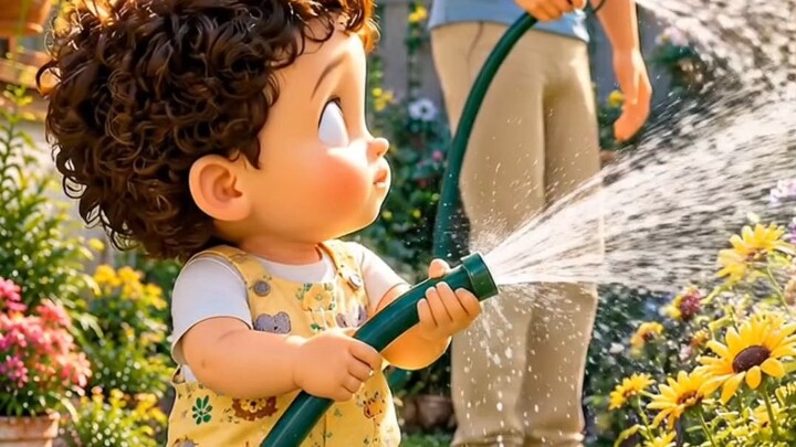 Baby & Papa’s Funny Garden Surprise! 💦😂