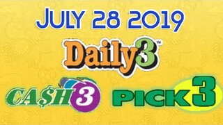 DAILY 3 CASH 3 PICK 3 DAILY TIPSTER JULY 28, 2019