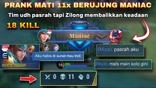 PRANK TROLL MATI 11x BERUJUNG MANIAC MENGGENDONG TIM - Epic comback Ter panas🔥 | MLBB