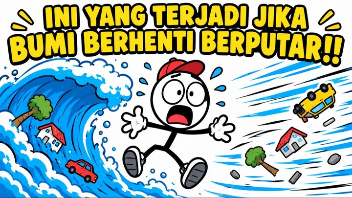 【火柴人科普】如果地球突然停止自转会发生什么？(Gimana Kalau Bumi Tiba-Tiba Berhenti Berputar?)