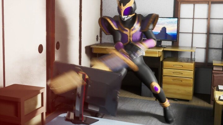Transformed into Kamen Rider Kuuga, he unleashed his daily hatred onto the computer.