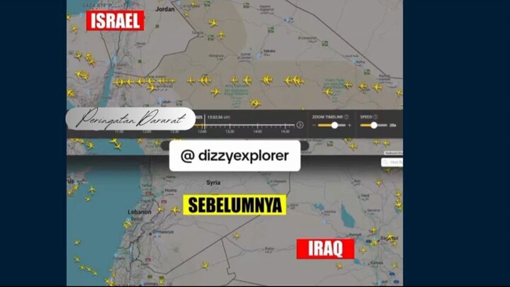 Setelah serangan udara besar-besaran oleh Israel ke Iran, rekaman time-lapse dar