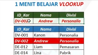 1 Menit Belajar VLOOKUP di excel