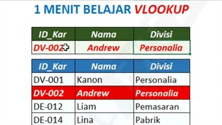 1 Menit Belajar VLOOKUP di excel