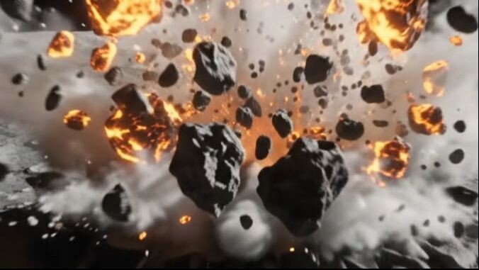 Asteroid striking moon