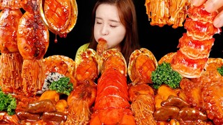 ASMR 구독자 100만명 감사합니다.🙏🏻 마라불닭🔥 해물찜(랍스터테일, 문어,새우,오징어,전복,팽이버섯,새송이버섯) 먹방 | 보경먹방. MUKBANG