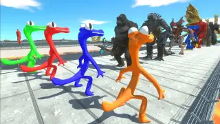 4X RAINBOW FRIENDS ORANGE vs GHIDORAH LAVA DEATH RUN - Animal Revolt Battle Simulator