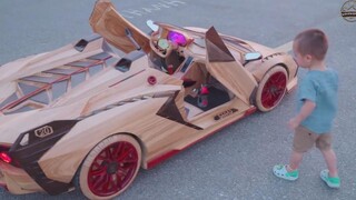 A Vietnamese father spent 65 days making a wooden Lamborghini for his son