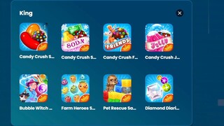 Candy Crush Saga,Candy Crush Friends,Bubble Witch 3 Saga,Farm Heroes Saga,Pet Rescue Saga