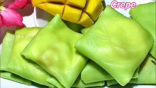 Chỉ cần Bột mì đa dụng Bánh Crepe Lá Dứa nhân Kem Trứng Sữa vị Trái Cây béo ngon ăn không bị ngán