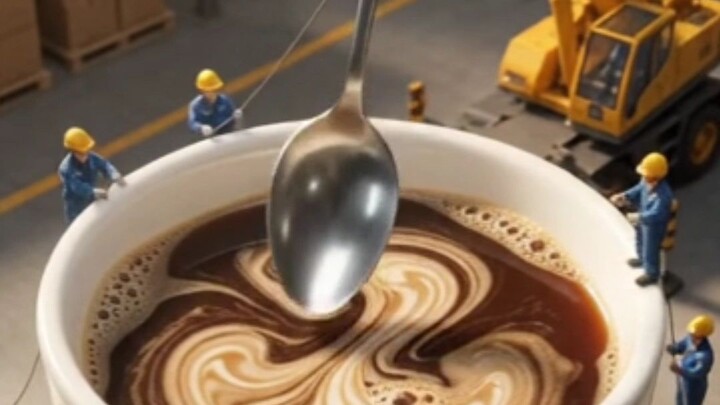 Tiny Workers Making a GIANT Coffee! 😱☕ | Mini Coffee Factory #Shorts