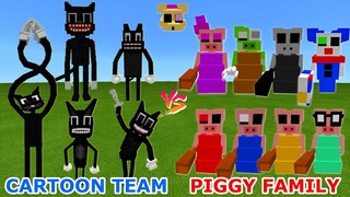CARTOON CAT TEAM vs. PIGGY FAMILY but Henry Stickmin Distraction Dance Meme in Minecraft