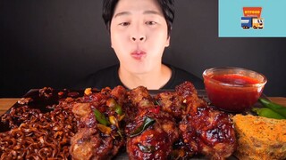 Mukbang mì với gà cay Hàn phần 2 #anngon