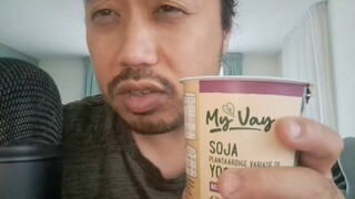 ASMR EATING SOUNDS - MY VAY BLUEBERRY SOY YOGHURT  🫐