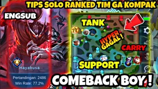 Tips Solo Ranked Tim ga kompak ! Comeback Hyper Carry gagal ! Stenly hayabusa gameplay !