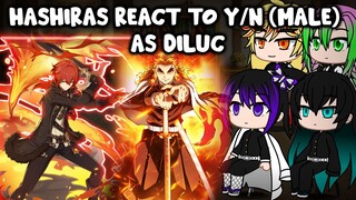 Hashiras Reacts to y/n as Diluc (Male) (Genshin Impact) || Gacha Club ||
