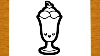 BELAJAR MELUKIS AIS KRIM CAWAN COMEL | Lukisan yang senang