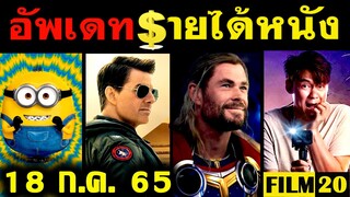 อัพเดทรายได้หนัง Thor - Minions - Top Gun - Light Year - Jurassic - ทวงคืน  อื่นๆ ณ 18 ก.ค. 65