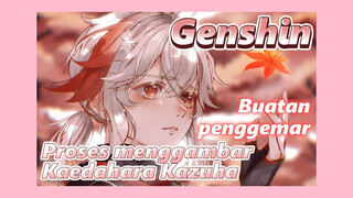 [Genshin, Buatan penggemar] Proses menggambar Kaedahara Kazuha