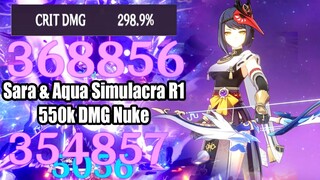 This is What 300% Crit DMG Sara & Aqua Simulacra R1 Look Like - 550k DMG Nuke