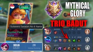 Top Global Nana Gendong Trio Badut di  Mythical Glory!! Gameplay Nana Slumber Party - Mobile Legends