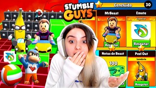 ZEREI o NOVO PASSE MR BEAST com NOVAS SKINS e TESTEI BURLAS no BLOCKDASH LENDÁRIO no STUMBLE GUYS...