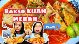 MUKBANG BAKSO PEDAS KUAH MERAH, BAKSO ISI DAGING CINCANG TERPEDAS | MUKBANG MAKANAN PEDAS |