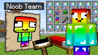 Minecraft Bedwars, Nhưng Vẽ Noob Team Được Vũ Khí Và Giáp Siêu Pro Vip Troll Noob Team ??