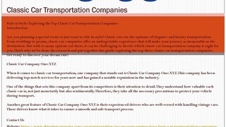 Classic Car Transportation Companies