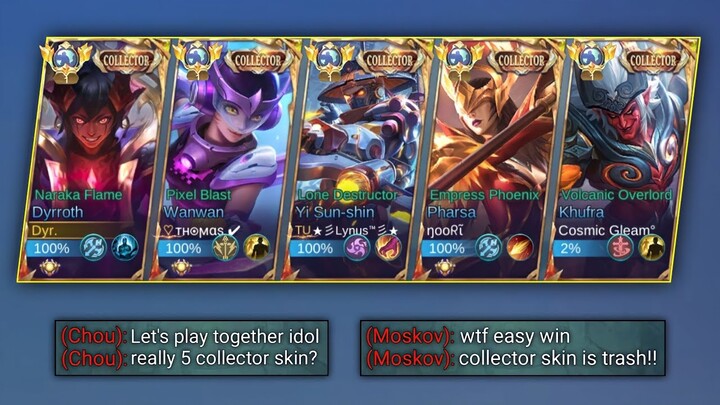 MLBB 5 MAN COLLECTOR SKIN +  ALL GLOBAL PLAYERS WHO WILL WIN? DYRROTH BEST BUILD🔥