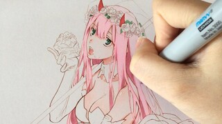 วาดรูป Zero Two จากอนิเมะ DARLING in the FRANXX