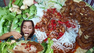 ข้าวปุ้นซาว แจ่วขิง แซ่บๆ กุ้งดองซีอิ้วกรอบๆเด้งๆ แซ่บๆ 10/ก.ค/64