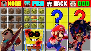 Minecraft NOOB vs PRO vs HACKER vs GOD SPONGEBOB MARIO SONIC EXE GAME CRAFTING CHALLENGE Animation