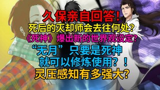 久保亲自回答！《死神》爆出新的世界观设定！？“无月”只要是死神就可以使用？灵压感知有多强大？死去的灭却师会去往何处？