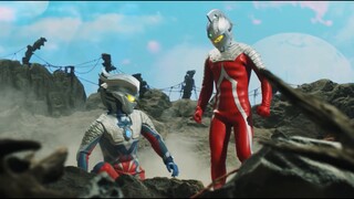 Tiga: Ace, I broke my horn, and you broke your head. Let's work together! Ace: Got it!