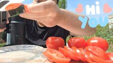 ASMR Plate Licking Juicy Tomatoes 🍅 - Sensitive Sounds Of Eating & Cutting