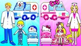 Barbie Family Decore Hello Kitty VS Doraemon Hospital / DIY para LOL Surprise OMG