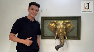 立体金色大象浮雕画｜突破画框的艺术创作过程