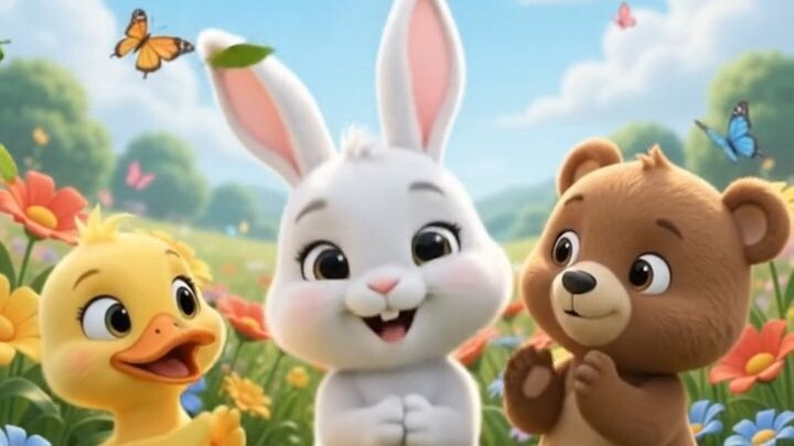 🐰 Hop Hop Little Bunny! | Cute Animal Song 🐻🦆 | Kids Rhyme