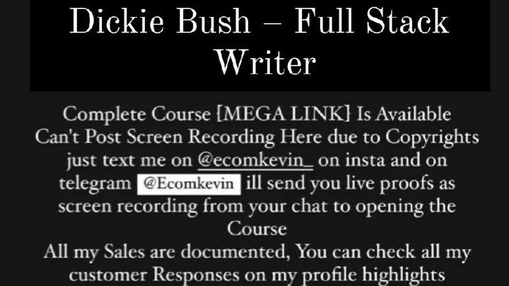 Dickie Bush – Full Stack Writer course is available at low cost intrested persons DM me yes