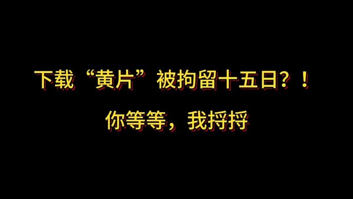 下载“黄片”被拘留十五日？！你等等，我捋捋