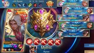 DETIK DETIK KE MYTHIC PAKE LING DAPET 36 KILL + MANIAC 3x + SAVAGE 2x! | TOP GLOBAL LING - MLBB