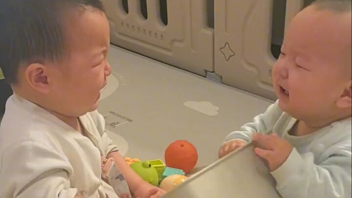Twin siblings’ daily scuffle: the few-month-old babies already know how to fight back—when one bites