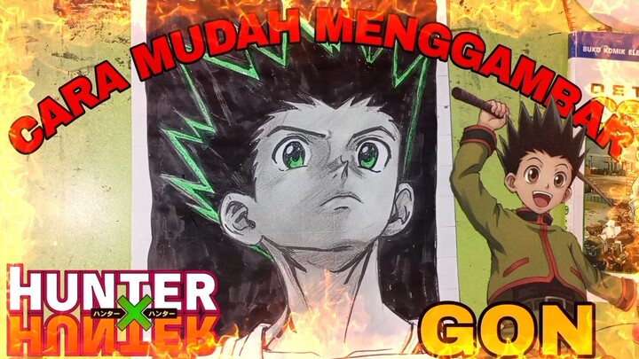 cara yang sangat mudah menggambar anime Hunter XHUNTER Gon