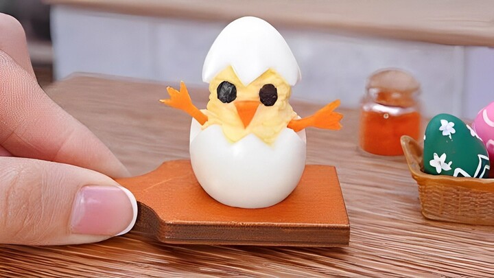 Super Cute Miniature Chick Deviled Eggs - Easter Recipe - ASMR Cooking Mini Food #cookingvideo
